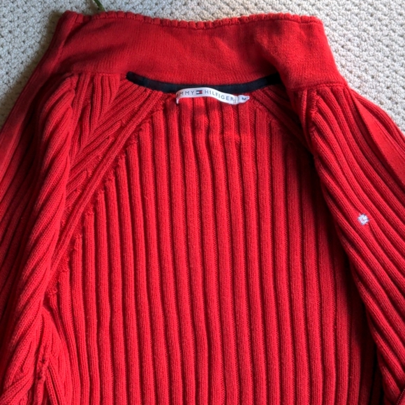 Tommy Hilfiger Red Zip Cardigan - Picture 4 of 5